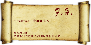 Francz Henrik névjegykártya